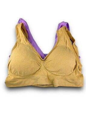 Seamless Padded Yellow & Purple Sports Bras XXL Nylon & Elastane Comfortable Fit